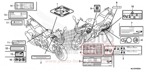 ETIQUETTE DE PRECAUTIONS CBR500RAF de 2015